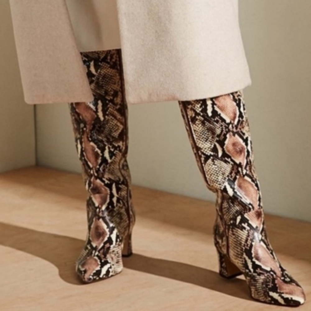 New Alex Marie Leather Snakeskin Print Tall Knee Boots 6, 6.5M SALE!!!!